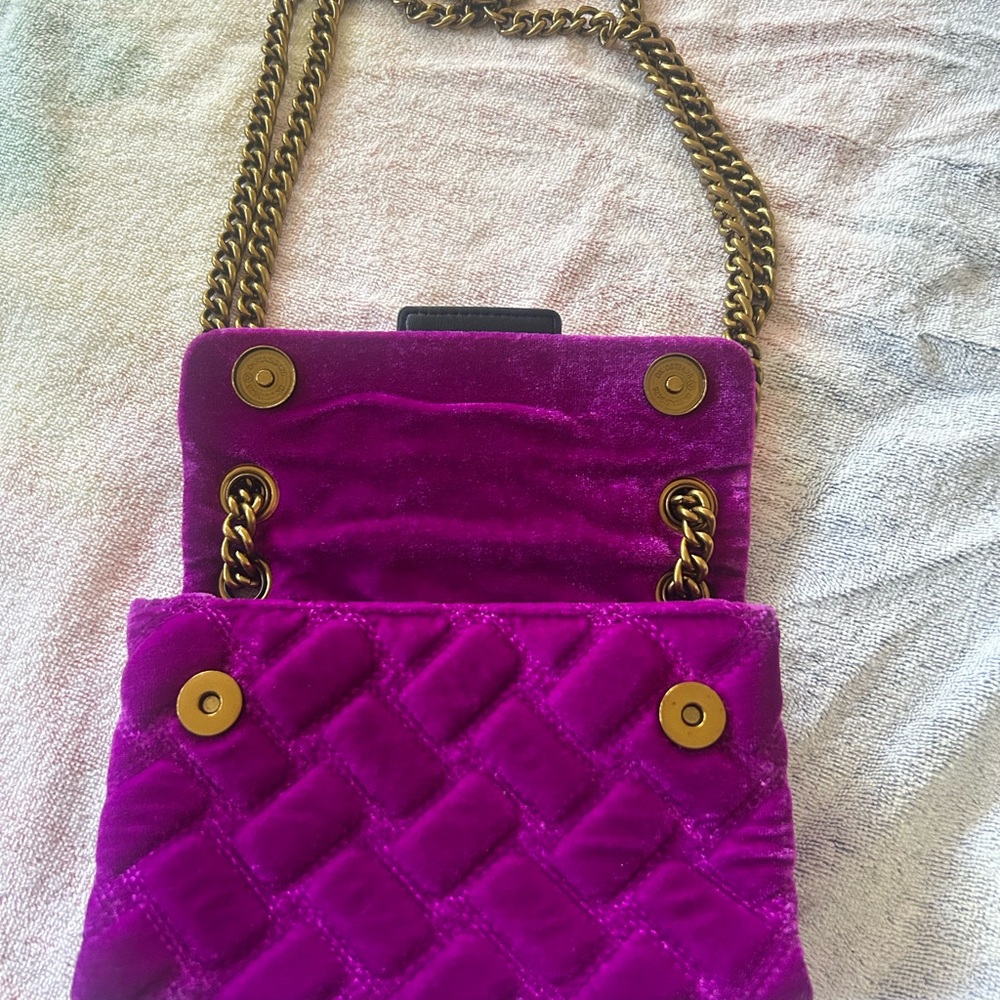 Kurt Geiger Fuchsia Velvet Quilted Shoulder Bag